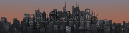 Skyline grand ciel construction coucher du soleil rue [[stock_photo]] © bmwa_xiller