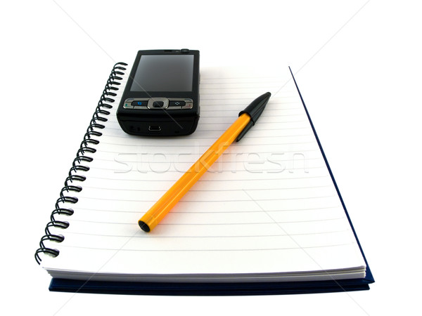 Mobile Phone and Biro Ballpoint Pen on Notepad Stock photo © bobbigmac
