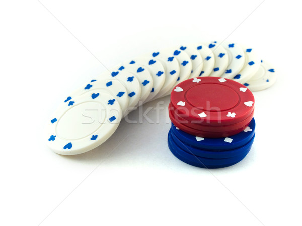 Piros fehér kék póker zsetonok kártyapakli kártyák Stock fotó © bobbigmac