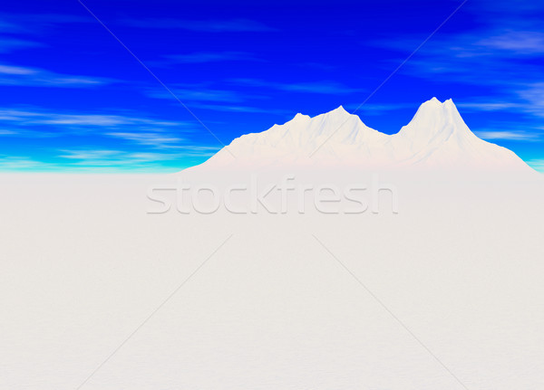 Snowy Landscape with Mountain in Far Distance Stock photo © bobbigmac