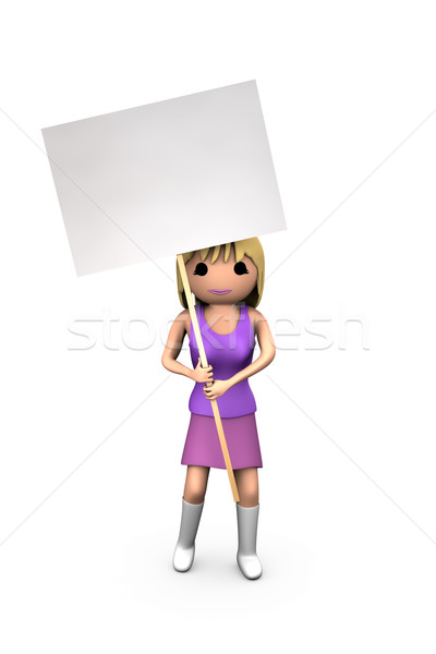 3D szőke nő lány tart tiltakozás plakát Stock fotó © bobbigmac