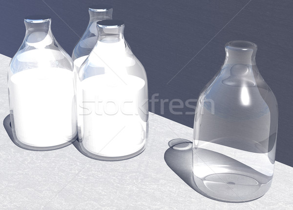 Four British Style Glass Milk Bottles Stock photo © bobbigmac