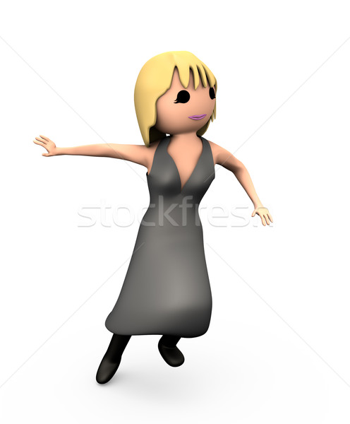 3D Tanz Mädchen Frau schwarzes Kleid Stock foto © bobbigmac