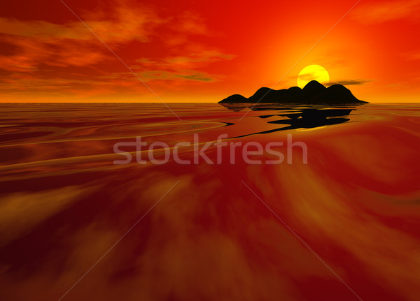 Lumineuses rouge coucher du soleil marin chinois couleur [[stock_photo]] © bobbigmac