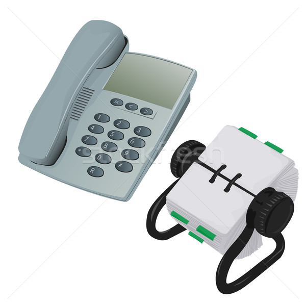 Modern Desk Phone and Rolodex Organiser Stock photo © bobbigmac