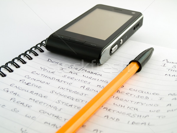 Lettre stylo téléphone portable bureau papier [[stock_photo]] © bobbigmac