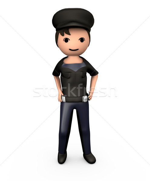 3D jeunes Homme policier uniforme blanche [[stock_photo]] © bobbigmac