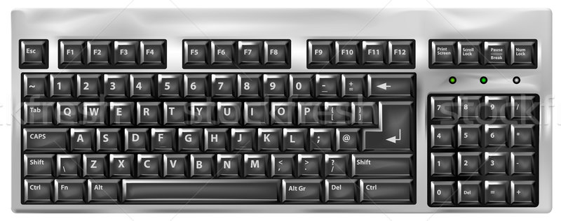 Computer voll Tastatur Illustration metallic Stil Stock foto © bobbigmac