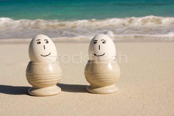 Eier Strand Ei Tassen Urlaub Sommer Stock foto © bobhackett