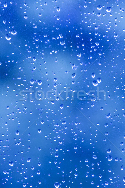 Regen Drop Blues Tröpfchen Fenster abstrakten Stock foto © bobhackett