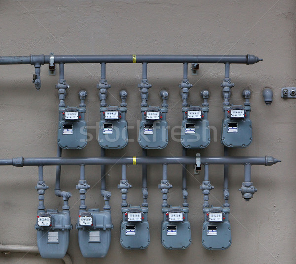 Zehn Gas grau Wand Mehrfamilienhaus Industrie Stock foto © bobkeenan