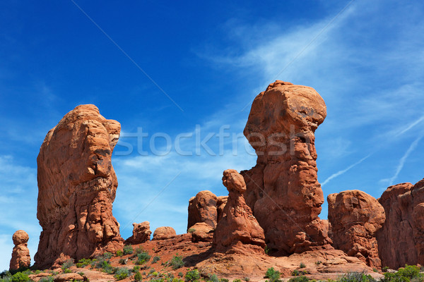 Stockfoto: Rood · rock · hemel · twee · park · dramatisch