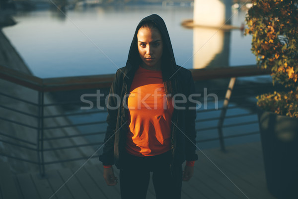 Young woman exercising outside Stock photo © boggy