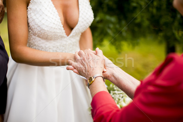 Bruid bruiloft dag vrouw gelukkig paar Stockfoto © boggy