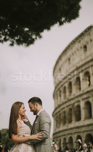 Menyasszony vőlegény Róma Olaszország boldog esküvő Stock fotó © boggy