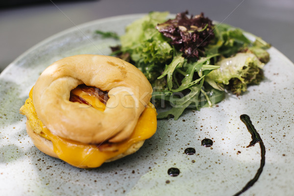 Sandwich on a plate with a lettuce decoration Stock photo © boggy