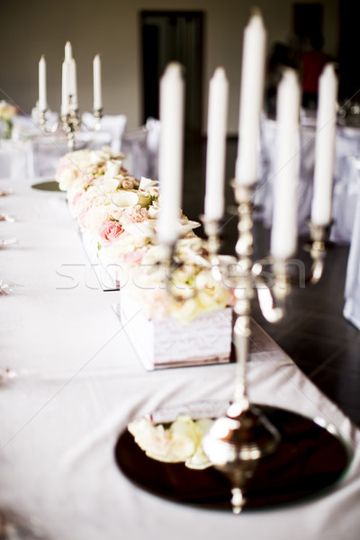 Table decoration with candle Stock photo © boggy