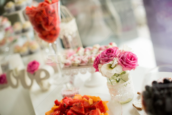 Flower wedding decoration on the table Stock photo © boggy