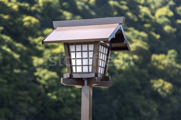 Japán lámpa kilátás bambusz erdő fa Stock fotó © boggy