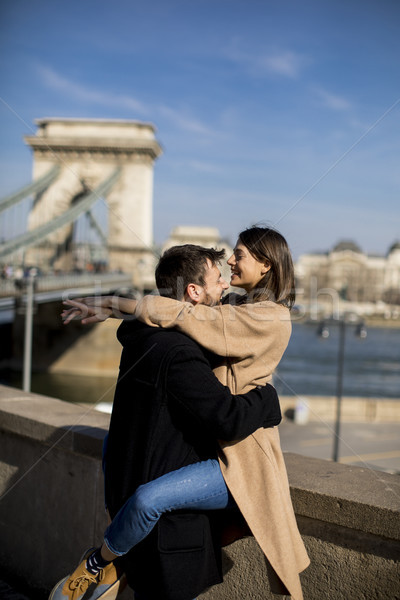 Foto stock: Casal · amor · magnífico · paisagem · ver