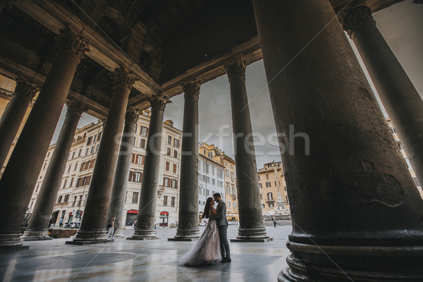 Young wedding couple by Pantheon in Rome, Italy Stock photo © boggy