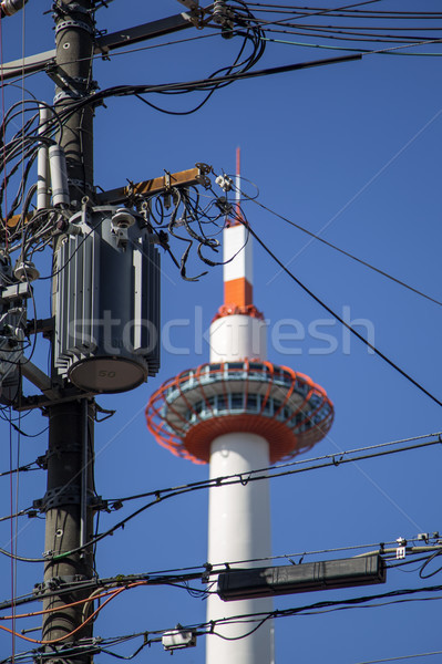 Kiotó torony közelkép részlet piros drót Stock fotó © boggy