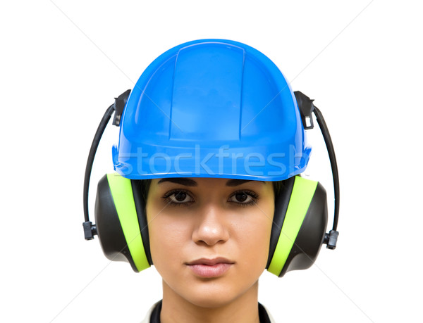 Schutzkleidung Arbeit Modell Porträt Arbeitnehmer Stock foto © boggy