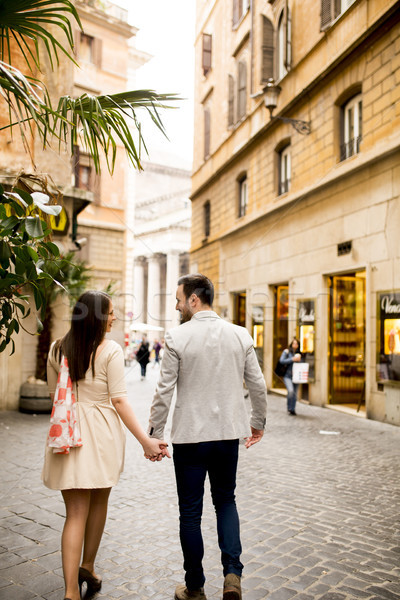 Loving couple walking on the street of Rome, Italy Stock photo © boggy