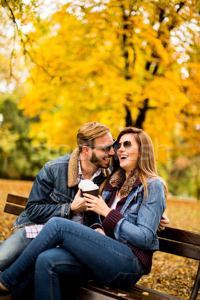 Couple in autumn park Stock photo © boggy