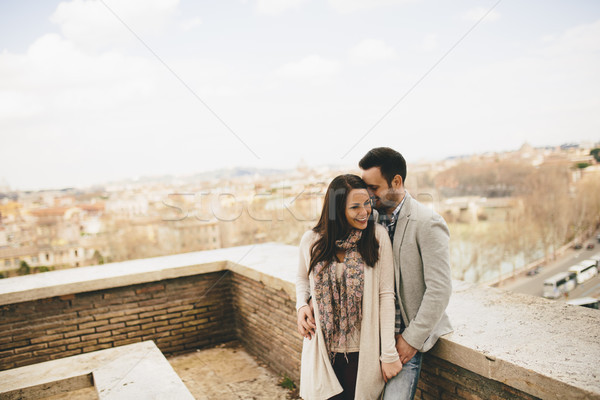 Amoroso Pareja Roma Italia jóvenes Europa Foto stock © boggy