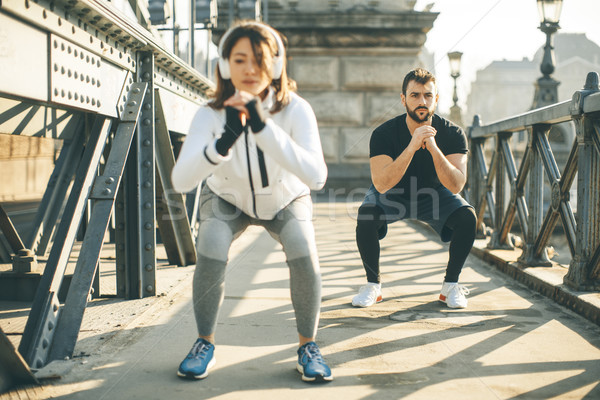 Stock photo: Young couple have training in urban enviroment