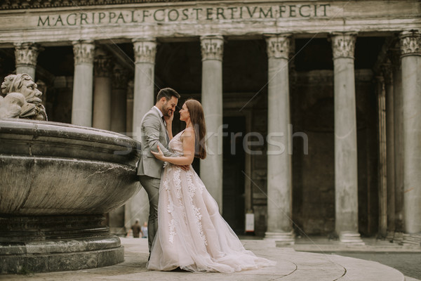 Young wedding couple by Pantheon in Rome, Italy Stock photo © boggy