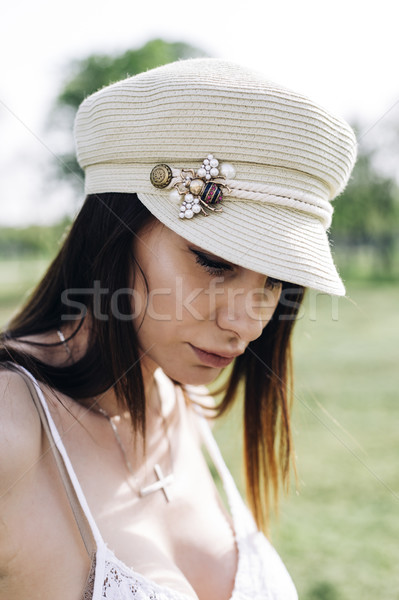 Stylish young woman in the park Stock photo © boggy