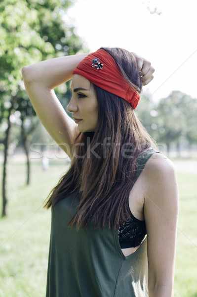 Stylish young woman in the park Stock photo © boggy