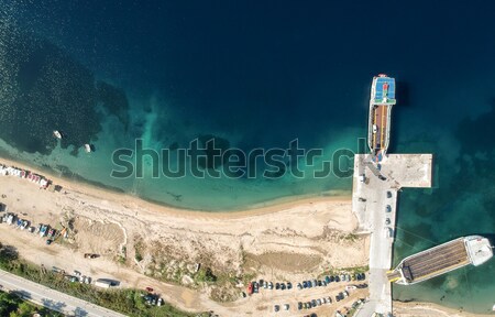 Stock fotó: Komp · Görögország · légifelvétel · kikötő · tengerpart · természet