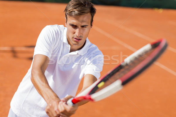 Genç oynama tenis yaz genç eğitim Stok fotoğraf © boggy