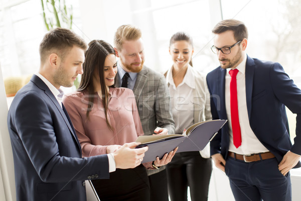 View at business partners analyze the business results in modern Stock photo © boggy