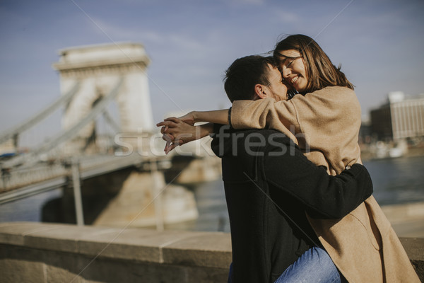 Coppia amore magnifico view Budapest Foto d'archivio © boggy