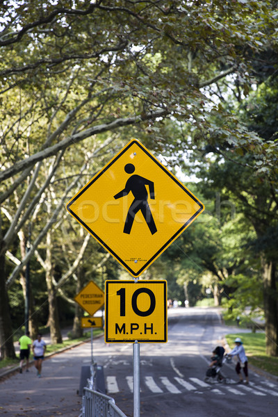 Pedestre assinar Central Park New York City urbano acelerar Foto stock © boggy