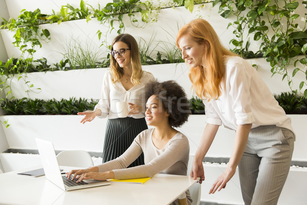 Three young businesswomen in the office Stock photo © boggy