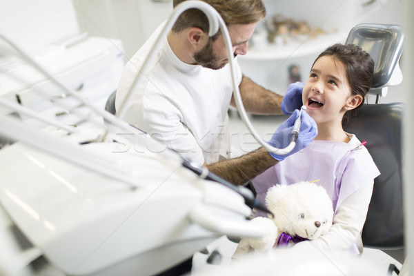 çocuk hasta dişçi küçük kız diş kontrol Stok fotoğraf © boggy