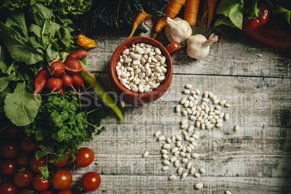 Alimentos frescos tabela comida fundo grupo Foto stock © boggy