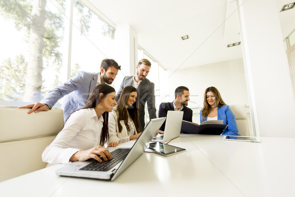 Startup business team on meeting in modern bright office Stock photo © boggy