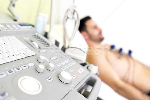 Foto d'archivio: Giovani · maschio · paziente · ultrasuoni · ospedale