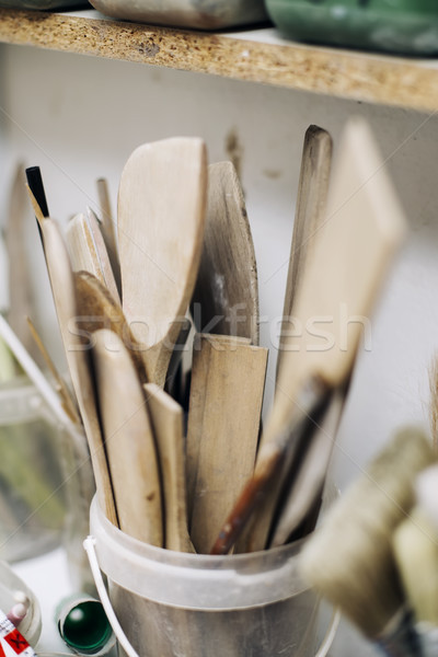 Stockfoto: Aardewerk · tool · detail · tabel · hout