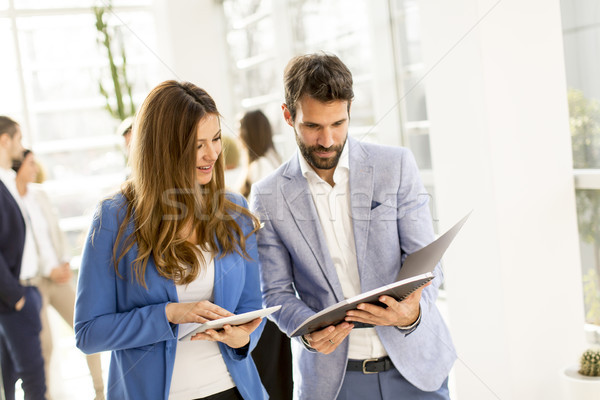 Business partners analyze the business results out of office Stock photo © boggy