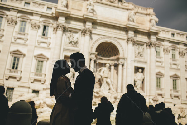 Сток-фото: туристических · пару · путешествия · Фонтан · Треви · Рим · Италия