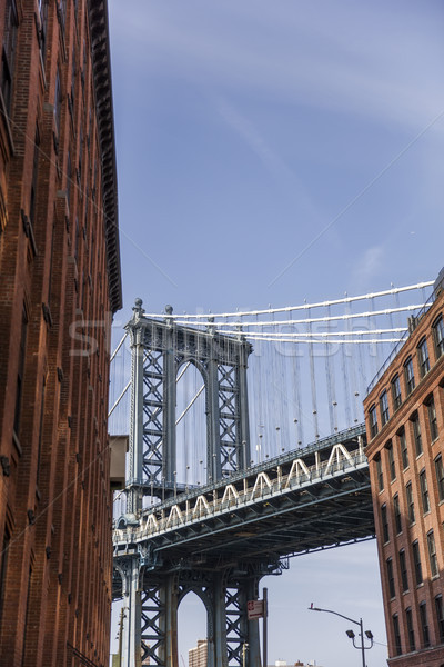 Brick wall buildings and Manhattan Bridge in Brooklyn New York C Stock photo © boggy