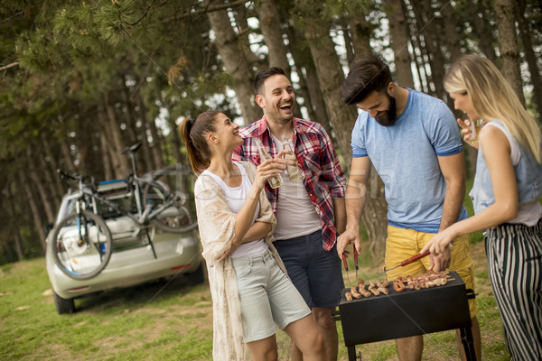 Young people enjoying barbecue party in park Stock photo © boggy