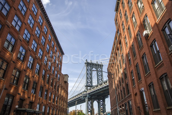 Brick wall buildings and Manhattan Bridge in Brooklyn New York C Stock photo © boggy